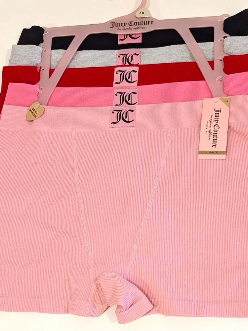 Juicy Couture Intimates Seamless Ribbed Boy Shorts 5 Pack Womens Plus Size 3X